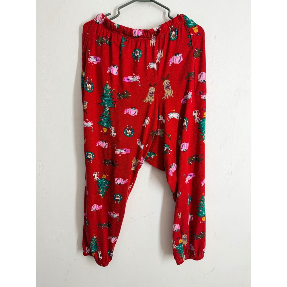 Joyspun Christmas Pajama Pants Womens 2X Red Dog Cat Tree Holiday Sleep Joggers